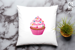 Pink Cupcake Donut Cake Clipart Sublimation PNG Product Image 3