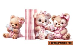 Watercolor Pink Baby Teddy Clipart , PNG Product Image 1