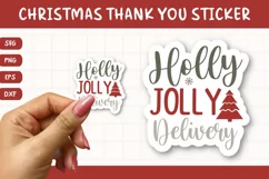 Printable Christmas Thank You Sticker | Holly Jolly Delivery Product Image 1