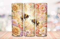 Bumble Bee 20 OZ Skinny Tumbler Wrap Sublimation Png. Product Image 3