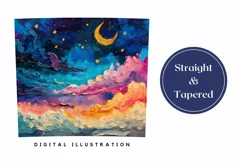 Art Moon Tumbler Wrap Design, Night Sky Tumbler Design Product Image 3