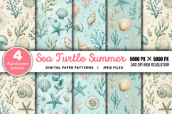 Sea Turtle Summer Seamless Pattern JPG Product Image 1