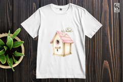 Cute Birdhouse Watercolor Cottage Clipart Sublimation PNG Product Image 3
