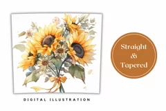 Flowers Tumbler Design, Watercolor Sunlowers Sublimation PNG Product Image 3