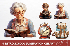 Retro School Sublimation Clipart, School Clipart PNG Product Image 1