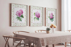 Watercolor Pink Hydrangea Set of 3 Prints Product Image 3