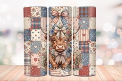 Patriotic Coquette Highland Cow 20 OZ Skinny Tumbler PNG. Product Image 3