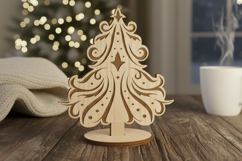 Wooden Christmas tree. CHRISTMAS Laser Cut Files Engraved. Product Image 5