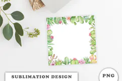 Watercolor Cactus and Succulents Frame PNG Product Image 3