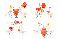 Cute Hand Drawn Birthday Goose Clipart &amp; Pattern Product Image 4