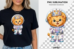 Space Lion Birthday PNG | Cute Astronaut Lion Clipart Product Image 1