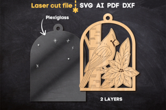 Cardinal Christmas Ornament SVG laser cut file for Glowforge Product Image 3