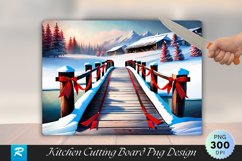 Snowy Bridge to Rustic Barn Cutting Board PNG Product Image 1