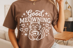 Good Meowning Svg, Funny Cat Pun Svg, Cat Lover Svg. Product Image 4
