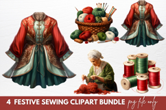 Festive Christmas Sewing Clipart Sublimation Product Image 1
