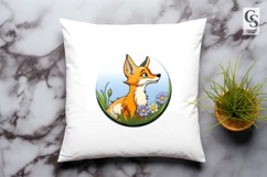 Cute Baby Fox Floral Scene Clipart PNG Product Image 3