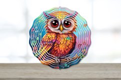 Rainbow Elf Owl Round,Vintage Elf Owl Bird Wind Spinner Wind Spinner,Wind Spinner Sublimation,Vintage Elf Owl Bird Wind Spinner Sublimation Designs,Vintage Elf Owl Wind Spinner,Vintage Elf Owl Bird,Vintage Elf Owl Bird Sublimation,Painted Glass Elf Owl Bi