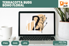 Terracotta Buds Boho Floral Monogram Product Image 1
