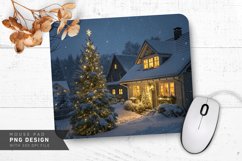 Christmas Night with Tree and Snowfall Mouse Pad PNG Design Product Image 1