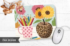 Leopard Apple And Sunflowers Mouse Pad PNG Design Product Image 1