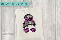 Mom life svg, Cow Print Mom Life, Mom Messy Bun svg Product Image 3