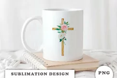 Watercolor Floral cross sublimation Png Product Image 3