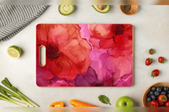 Pink &amp; Red Alcohol Ink Flowers Cutting Boards sublimation De Product Image 3