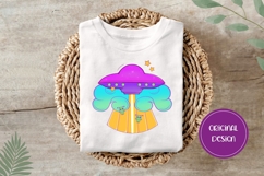 Hand Drawn Cosmic Illustration, Colorful Ufo PNG Product Image 3
