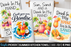 Summer Kitchen Towel Sublimation, Trendy Summer PNG, Summer Product Image 2