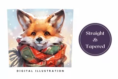 Christmas Tumbler Wrap PNG, Winter Fox Sublimation Designs Product Image 3