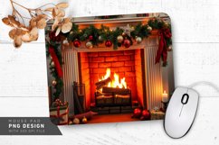 Warm Holiday Fireplace with Garland Mouse Pad PNG Design Product Image 1