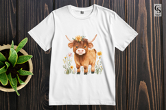 Floral Highland Cow Face Clipart Sublimation PNG Product Image 3