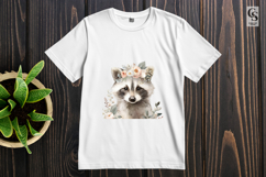 Cute Floral Raccoon Watercolor Clipart Sublimation PNG Product Image 2