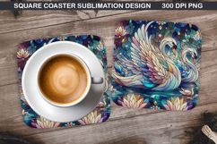 Swan Coaster Sublimation, Valentine Coaster PNG Design Product Image 1