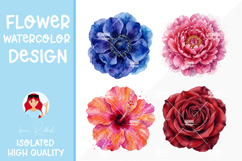 4 Watercolor Flower Heads Product Image 1