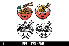 Vector icon of a cute happy ramen bowl character Product Image 3