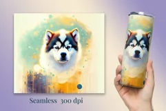Watercolor Dog Sublimation Tumbler Wrap | 20 oz Straight Png Product Image 2
