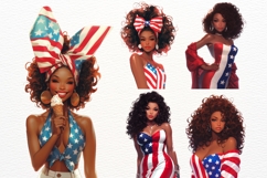 4th of July Black Girl Clipart 10 PNG Patriotic USA Woman Product Image 3