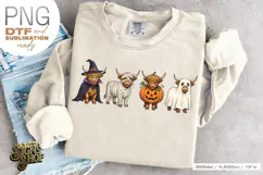 Halloween Highland Cow PNG DTF Cute Spooky Cow Design Product Image 5