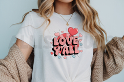 Love Y&#039;all Valentines Day Graphic With Hearts And Retro Styl Product Image 3