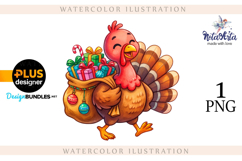 Christmas Turkey: Festive Watercolor Charm Product Image 1