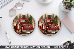 Deer Car Coaster Sublimation| Christmas Coaster PNG Product Image 1