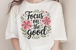Focus on the good PNG, Vintage Flowers Sublimation PNG Product Image 1