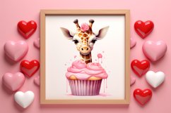 Giraffe Loves Cupcake Valentine Clipart Valentines Clipart Product Image 3