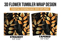 Golden and black 3d leaves tumbler wrap Product Image 3