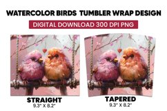 Watercolor Birds Tumbler Warp Design Product Image 3