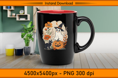 Cute Ghost Witch with Pumpkin and Cat PNG Product Image 3