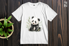 Cute Panda With Greenery Clipart Sublimation PNG Product Image 2