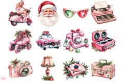 Retro Pink Christmas Clipart Product Image 3