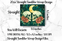 Skull And Flowers 20oz Skinny Tumbler Sublimation Design. Product Image 3